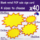 Price Sign POP Card Retail Sale | FLURO Blank | 40pcs