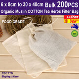 MUSLIN Filter Bag Tea Herbs Drawstring Pouch | Natural COTTON | 200PCS