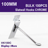 SLATWALL Hooks Steel | HEAVY DUTY | 100PCS Chrome | 100mm