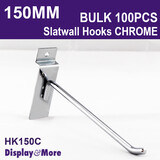 SLATWALL Hooks Steel | HEAVY DUTY | 100PCS Chrome | 150mm