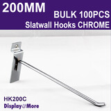 SLATWALL Hooks Steel | HEAVY DUTY | 100PCS Chrome | 200mm