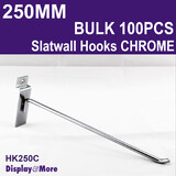 SLATWALL Hooks Steel | HEAVY DUTY | 100PCS Chrome | 250mm