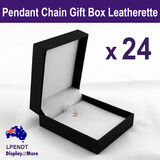 PENDANT Chain Gift Box Case | 24pcs | Quality BLACK Leatherette
