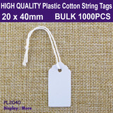 PLASTIC Tag Price LABEL | 20 x 40mm Tag + Cotton String | 1000pcs