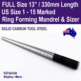 Ring Mandrel Sizer GROOVED Solid CARBON TOOL STEEL | Marked US Size