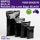 Zip Lock Bag BLACK Grip Seal Pouch FOOD GRADE | 500PCS Bulk