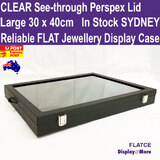 Jewellery Display Case FLAT | 40x30cm LARGE | Clear Perspex See-through Lid