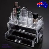 COSMETIC Stand Makeup Holder | W/2-Drawers Case | CLEAR Acrylic