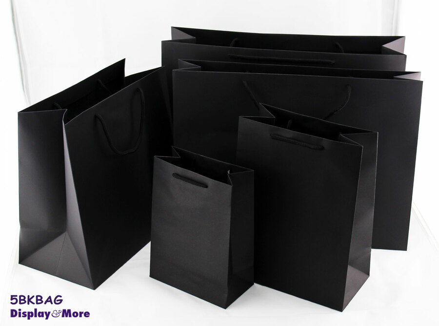 Large Black Thank You Gift Bags Paper Shopping Bags with handles 13x5x –  Modeeni Packaging