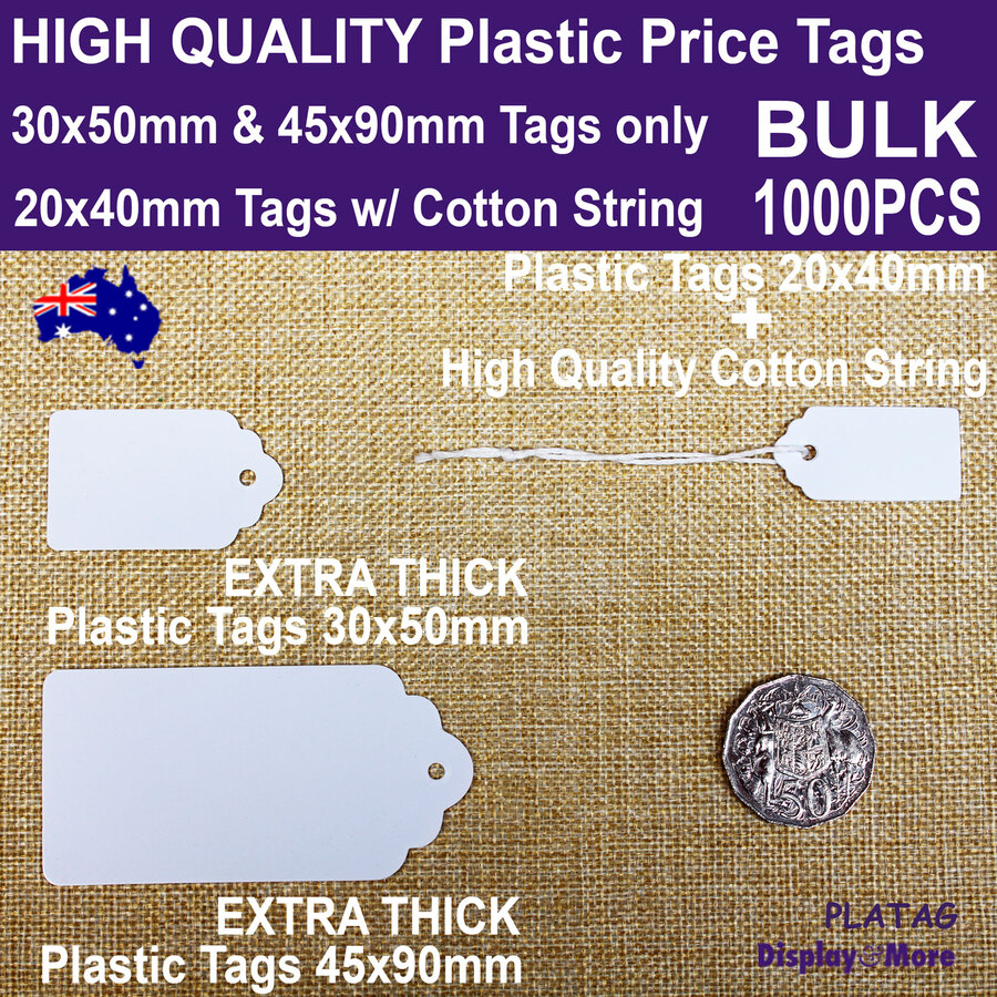 PLASTIC Tag Price LABEL Hang Ticket BULK 1000pcs Reliable Large