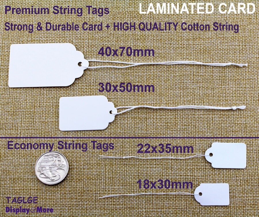 1000 x 42mm x 27mm Pink Strung String Tags Swing Price Tickets Tie On Labels 