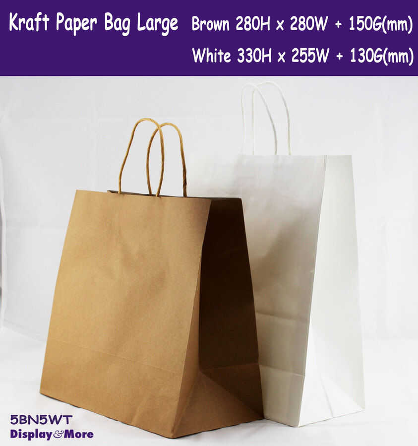 White Paper Bags with Twisted Handles -BORA-8 x 4 x 9H 50pcs /