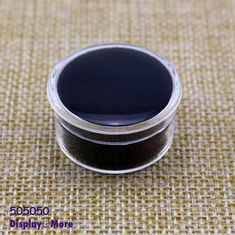 50 Black Gem Jars in Glass Top Display Case 