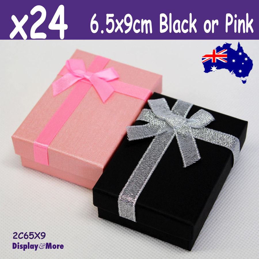 Jewellery Box NECKLACE Gift Case | 24pcs 6.5x9cm | PINK or Black