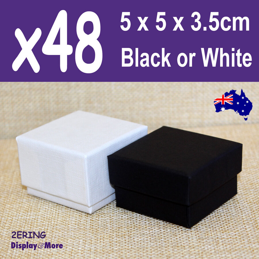 Ring Box JEWELLERY Gift Case | 48pcs 5x5cm | PLAIN Black White