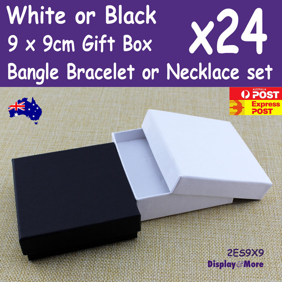 Bracelet Box BANGLE Jewellery Gift Case | 24pcs 9x9cm | PLAIN White Black