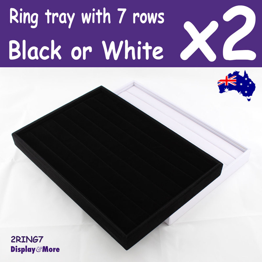 RING Display Tray Organiser | 2pcs | 7 Rows | Black or White