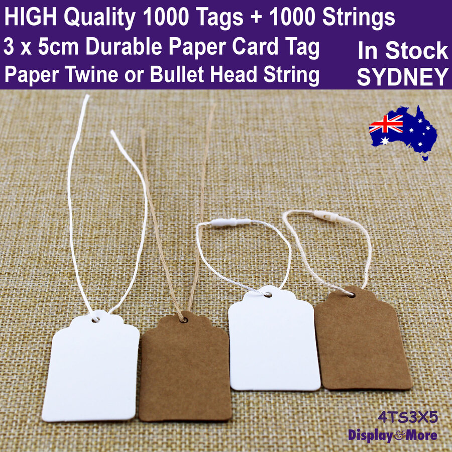 1000 Kraft Paper Card Price TAG 3x5cm + 1000 String | 4 Styles