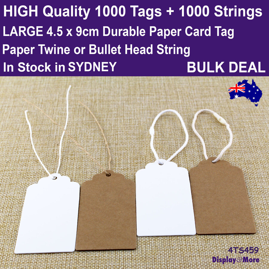 Bulk-Lot-box of  1,000 unstrung price tags .-hang tags--buff--1 1/4"X1 7/8" 