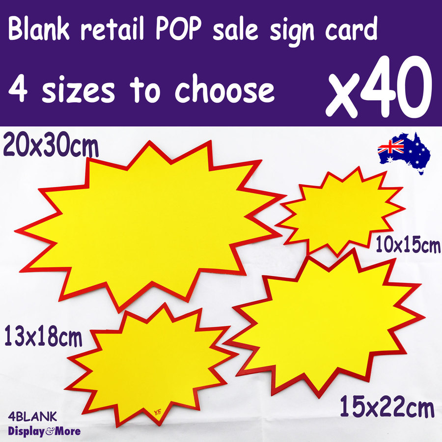 Price Sign POP Card Retail Store | 40pcs | FLURO Blank