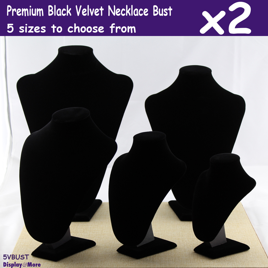 Necklace Display Bust Stand PADDED | 2pcs | FELT Black Velvet 5 Sizes