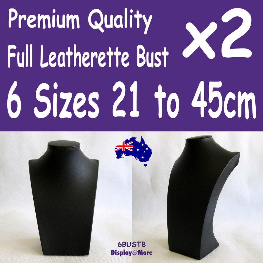 Necklace Bust Display Stand | 2pcs | FULL Black Leatherette
