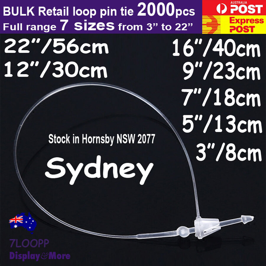 Loop Pin Tie | 2000pcs | snap LOCK for Retail Tag | NO Gun Needed | 7 Sizes