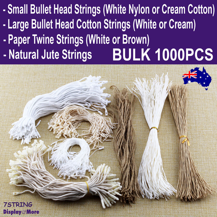 Price TAG Hanging Strings | BULK 1000pcs | Paper Twine | Bullet Head | JUTE