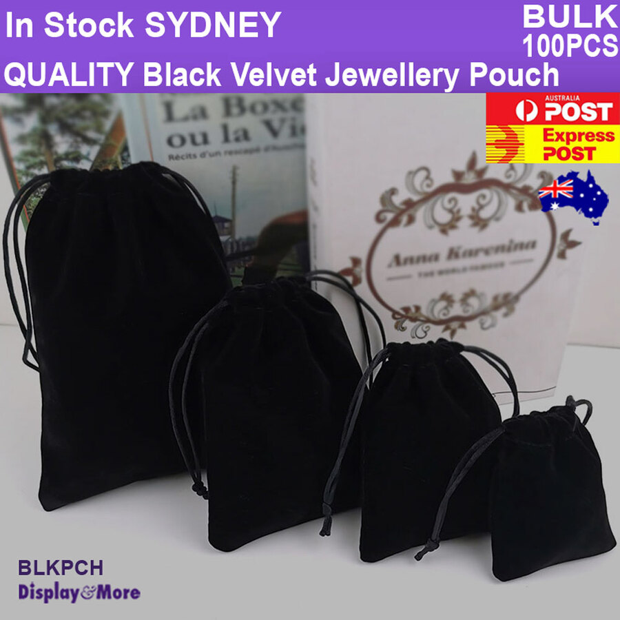 Gift Pouch JEWELLERY Bag | 100PCS | Black Velvet RELIABLE Quality
