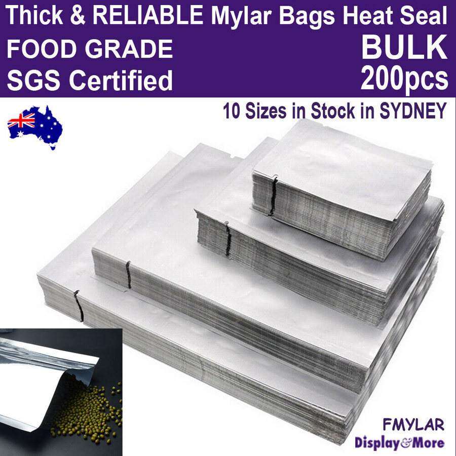 100pc Heat Seal Aluminium Foil Bags Vacuum Sealer Pouches Food Storage Bag S M L 