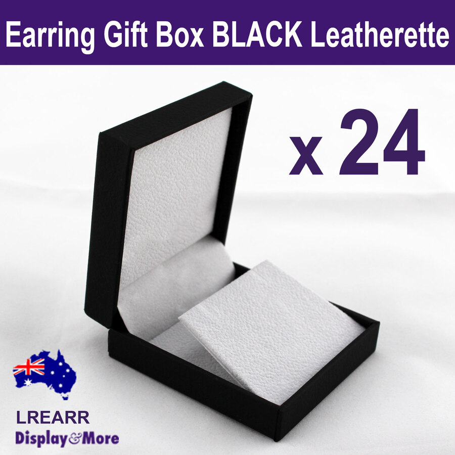 EARRING Display Gift Box Case | 24pcs | Quality Black Leatherette