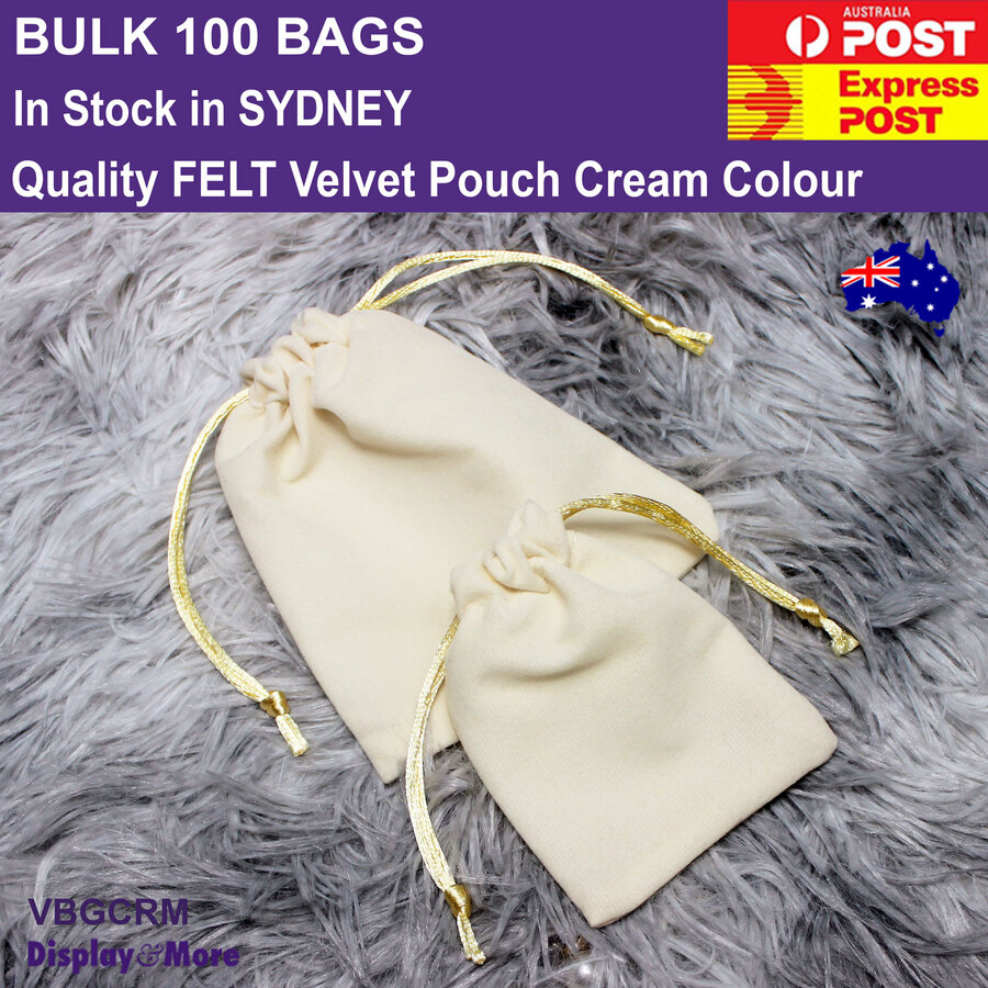 Velvet Pouch Bag Drawstring | High Quality FELT | 100pcs CREAM