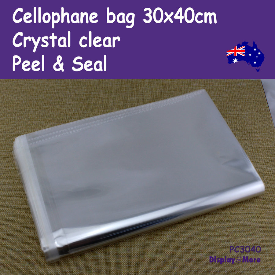 CELLO Bag Cellophane Adhesive | 100pcs 30x40cm | CRYSTAL Clear