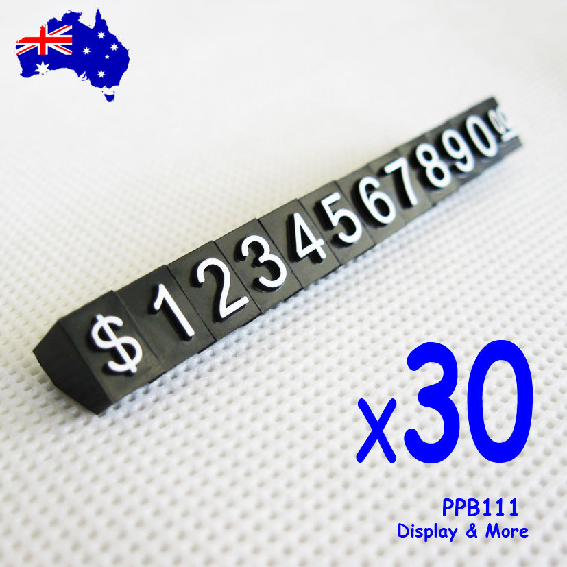 30 Sets Price CUBE Tag Retail Sale | WHITE Numerals on Black