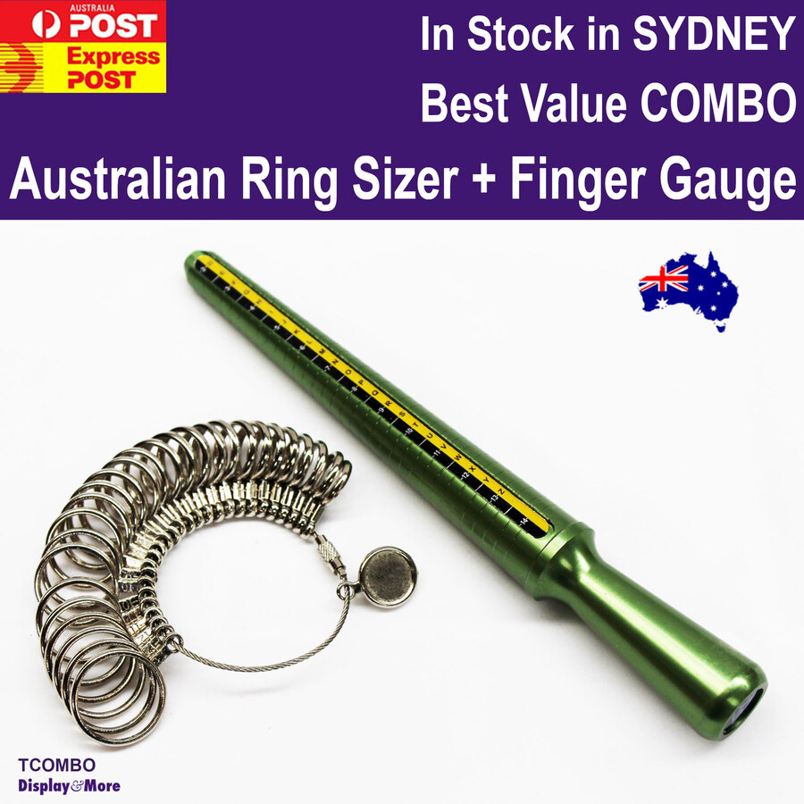 Ring Sizer Mandrel AUSTRALIAN Size + Finger Gauge, Metal