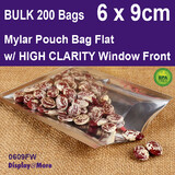 MYLAR Food Pouch FLAT | 200pcs | High CLARITY Clear Front | 6 x 9cm
