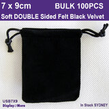 Black Velvet Pouch Bag | 100PCS | Premium DOUBLE Sided | 7 x 9cm