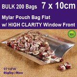 MYLAR Food Pouch FLAT | 200pcs | High CLARITY Clear Front | 7 x 10cm