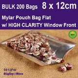 MYLAR Food Pouch FLAT | 200pcs | High CLARITY Clear Front | 8 x 12cm