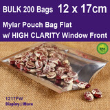 MYLAR Food Pouch FLAT | 200pcs | High CLARITY Clear Front | 12 x 17cm