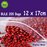 200 Clear Zip Lock Bags | Food Grade | 12 x 17cm