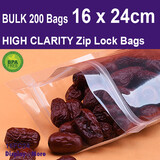 Zip Lock Bag FOOD GRADE | 200pcs | HIGH Clarity | 16 x 24cm
