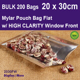 MYLAR Food Pouch FLAT | 200pcs | High CLARITY Clear Front | 20 x 30cm
