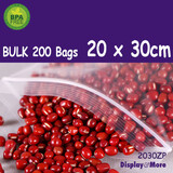 200 Clear Zip Lock Bags | Food Grade | 20 x 30cm