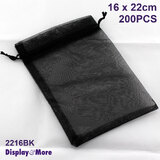 Organza Bag Pouch | BEST QUALITY | 200pcs 16 x 22cm | BLACK