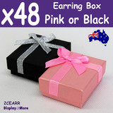 Earring box JEWELLERY Gift Case | 48pcs 5x6cm | PINK or Black
