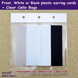 EARRING Card 200pcs + Clear Seal Bag 200pcs | BLANK White Black or Frost