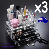 Cosmetic Holder MAKEUP Display | 3 sets | W/4-Drawers | CLEAR Acrylic