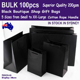 100 Paper Gift Bags BIRTHDAY Christmas Party | BLACK | 5 Sizes