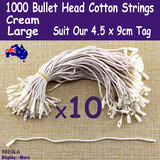 1000 Price Tag Hanging Cotton Strings | Bullet Head 20cm | Cream